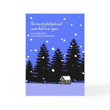 snowy little house on the prairie original art invitations