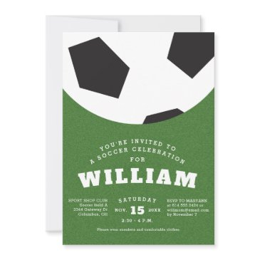 soccer ball kids birthday party invitation