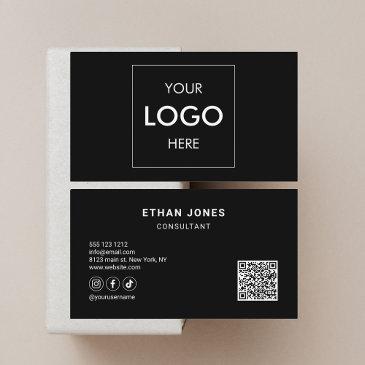 social media qr code logo sophisticated black business invitations