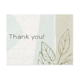 Small Soft Aqua Grey Modern Abstract Art Waves Thank You Postinvitations Front View