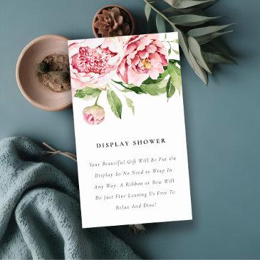 soft blush floral peony display shower baby shower enclosure invitations