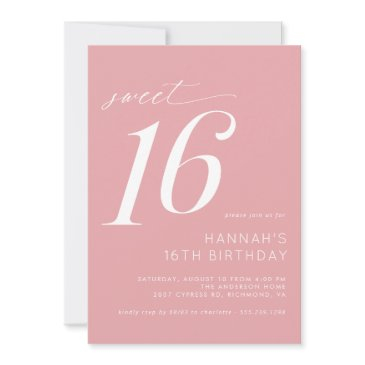 soft pink blush | girly simple sweet 16 birthday invitation