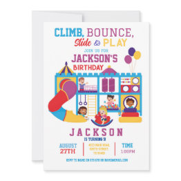 Small Soft Play Bounce Birthday Party Invitation Front View