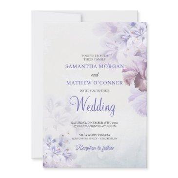 soft purple dusty blue dusty pink floral wedding invitation