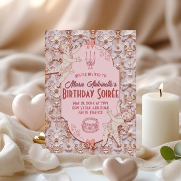 soft renaissance rococo aesthetic birthday party invitation