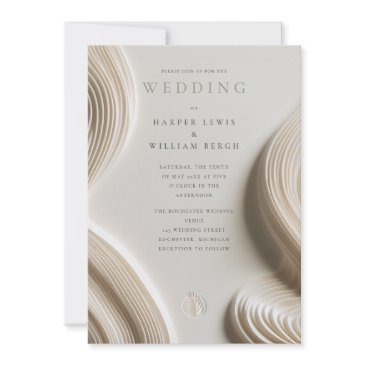 soft sculpted abstract flowing wedding invitation