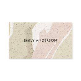 Small Soft Subtle Pink Grey Modern Abstract Art Waves Business Invitations Front View