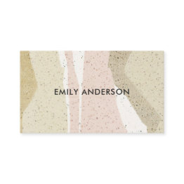 Small Soft Subtle Pink Grey Modern Abstract Art Waves Business Invitations Front View