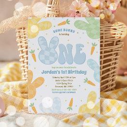 Small Some Bunny 1st Birthday Modern Bunny Party Invitation Front View