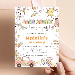 Small Some Bunny Have A Party Easter Birthday Party Invitation Front View