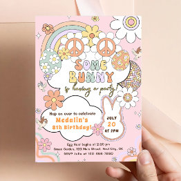 Small Some Bunny Have A Party Easter Birthday Party Invitation Front View