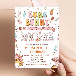 Small Some Bunny Is Having A Party Birthday Party Invitation Front View