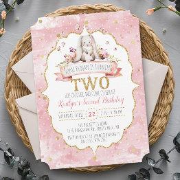 Small Some Bunny Is Turning Two 2nd Birthday Invitations Front View