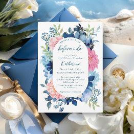 Small Something Blue Before I Do Bridal Shower Invitation Front View