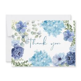 Small Something Blue Before I Do Hydrangea Bridal Shower Thank You Invitations Front View