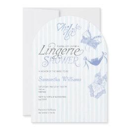 Small Something Blue Preppy Lace Lingerie Bridal Shower Invitation Front View
