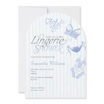 something blue preppy lace lingerie bridal shower invitation