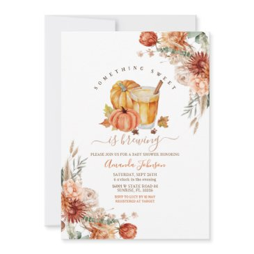 something sweet is brewing floral fall baby shower invitation
