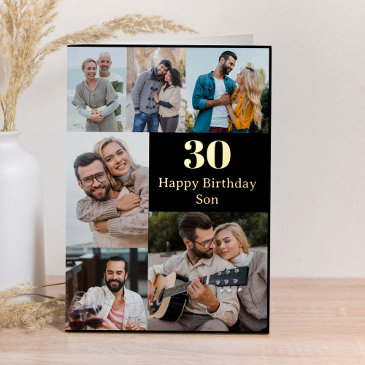 son name or relation any age 6 photo gold foil foil greeting invitations
