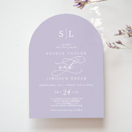 Small Sophia Arch Lavender Purple Spring Elegant Wedding Invitation Front View