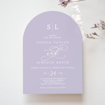 sophia arch lavender purple spring elegant wedding invitation