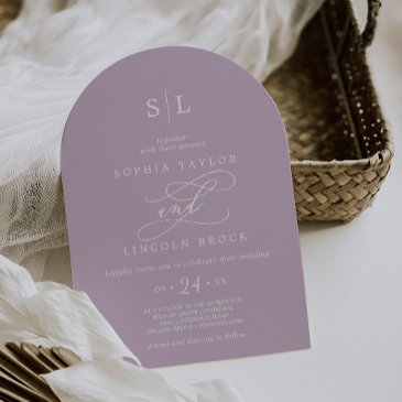 sophia arch lilac classic summer purple wedding invitation