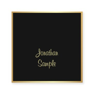 sophisticated black gold handwritten script font square business invitations