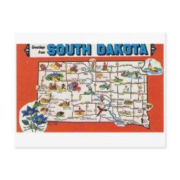 Small South Dakota State Map Postinvitations Front View