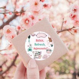 Small Spa Birthday Pamper Party Birthday Classic Round Sticker Front View
