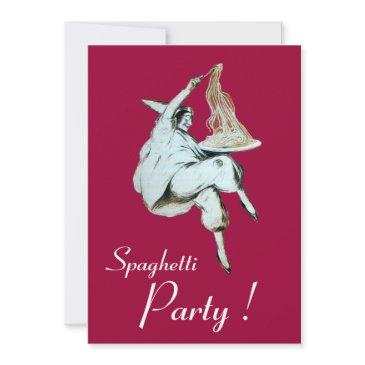spaghetti party,italian kitchen red dinner, brunch invitation