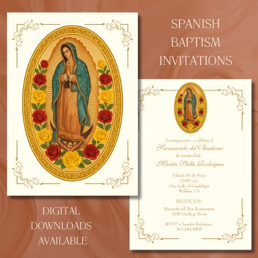 spanish baptism guadalupe christening invitation