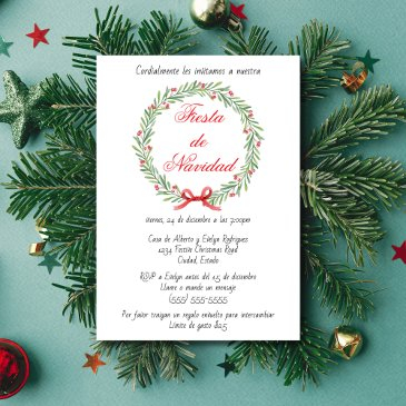 spanish fiesta de navidad wreath christmas party invitation