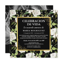 Small Spanish Memorial Service | Espanol Photo Funeral Invitation Front View