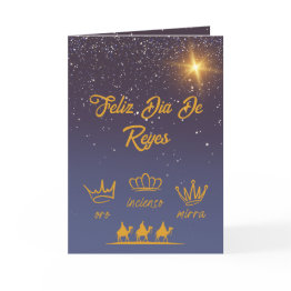 Small Spanish Navy Stars Christmas Three Kings Day Holiday Invitations Front View