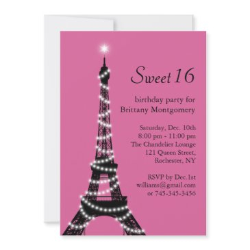 sparkly parisian sweet sixteen invitation