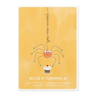 spider and a cupcake birthday party invitation