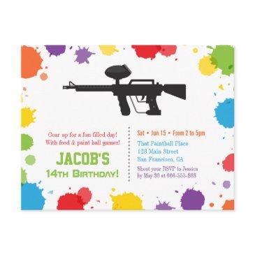 splat paints rifle paintball birthday party invitation