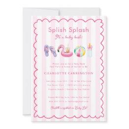 Small Splish Splash Baby Bash Pool Party Baby Shower Invitation Front View