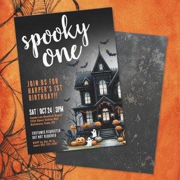 spooky one halloween 1st birthday invitation
