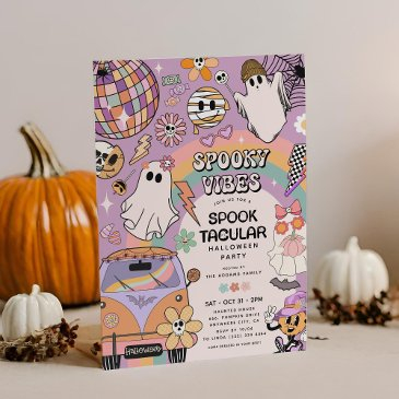 spooky vibes retro fun halloween party invitation