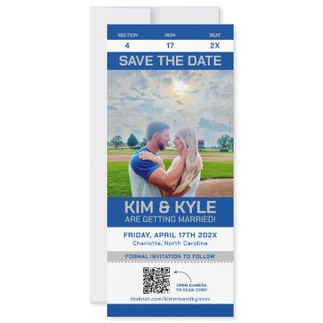sport ticket save the date large flat invitations qr code