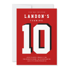 Small Sports Fanatic Kids Birthday Party Invitation Front View
