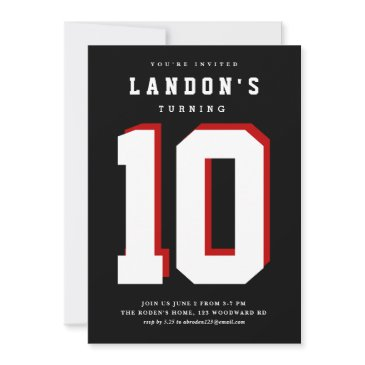sports fanatic kids birthday party invitation