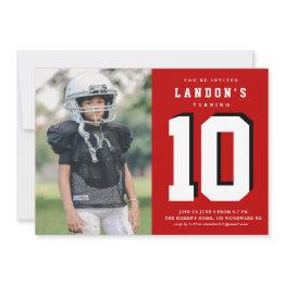 Small Sports Fanatic Kids Photo Birthday Party Invitation Front View
