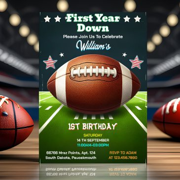 sports kids boys ticket football 1st birthday invitation