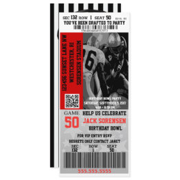 Small Sports Theme Football Ticket Birthday Party Invitation Front View