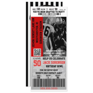 sports theme football ticket birthday party invitation