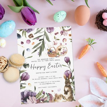 spring crocus | easter picnic and egg hunt invitation