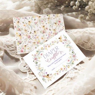 spring fairy wildflower garden baby diaper raffle enclosure invitations