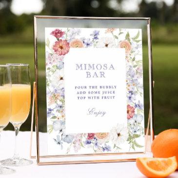 spring pastel floral bridal shower mimosa bar poster